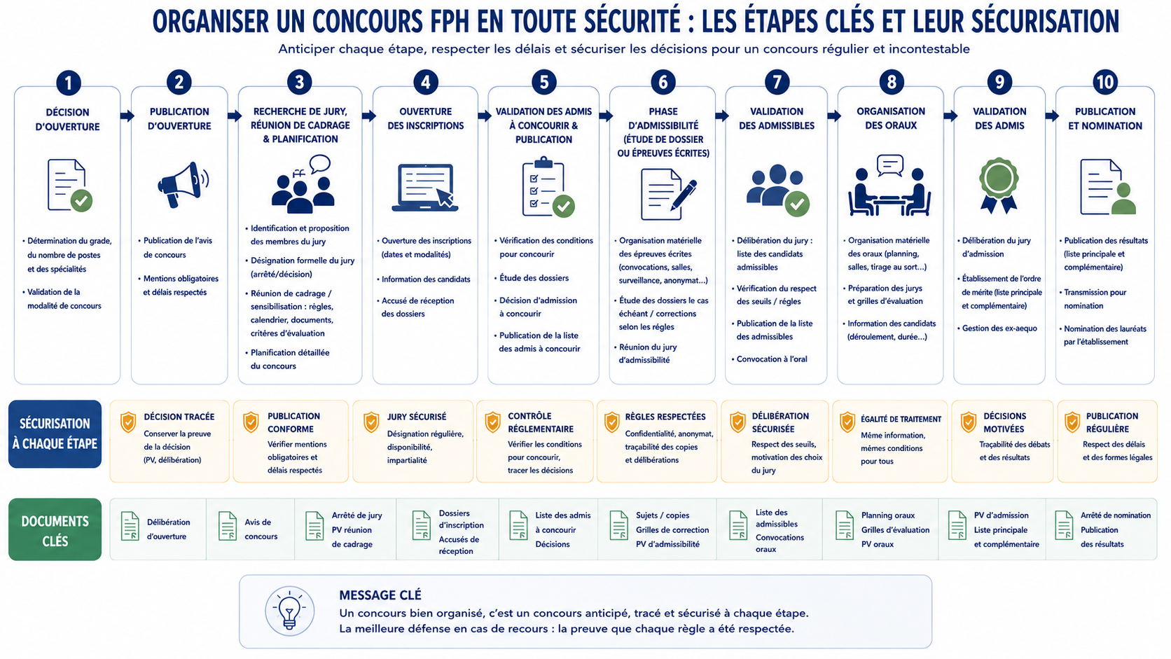 Chronologie des 10 étapes d'un concours FPH